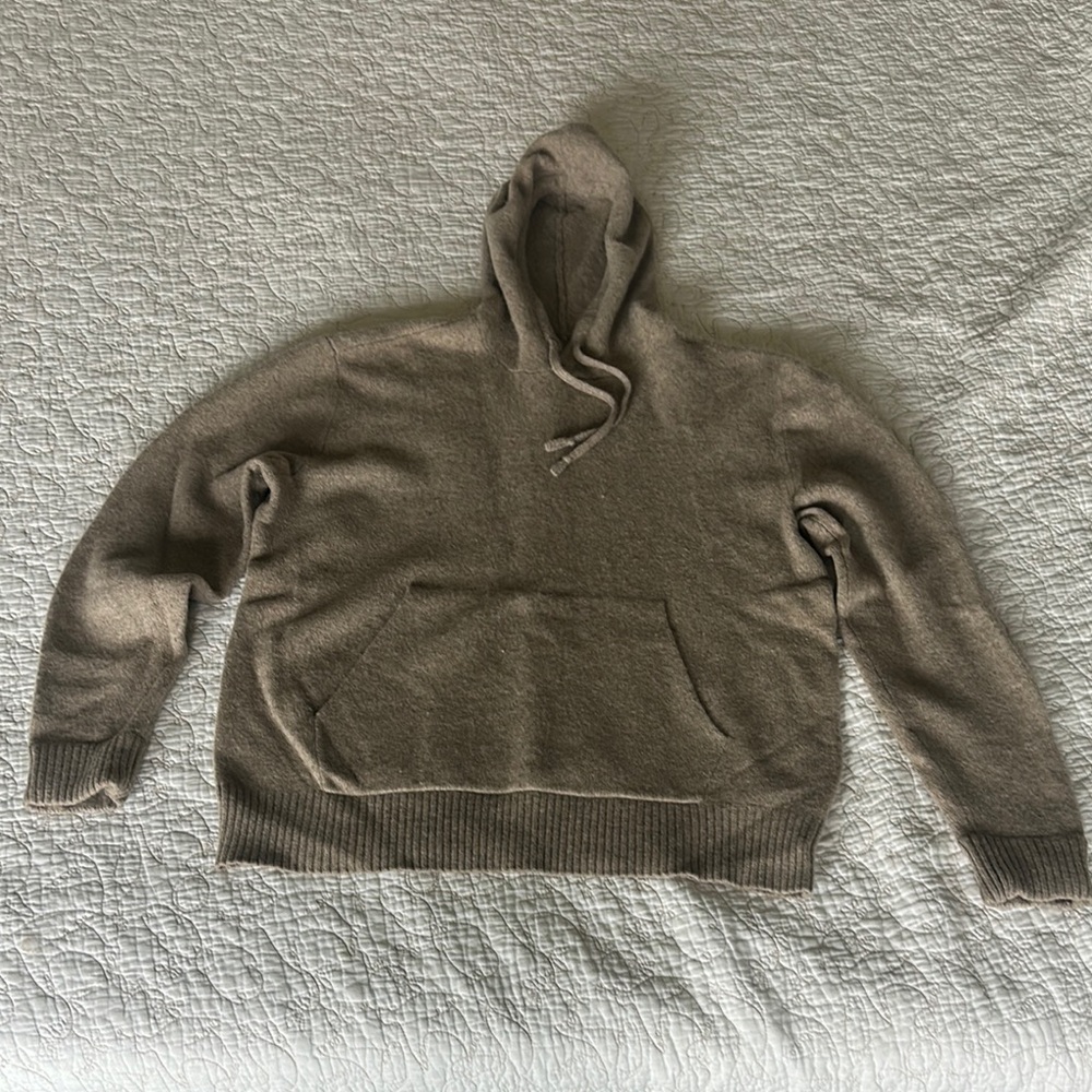 Everlane Tan Pullover Sweater with Ribbed Cuffs